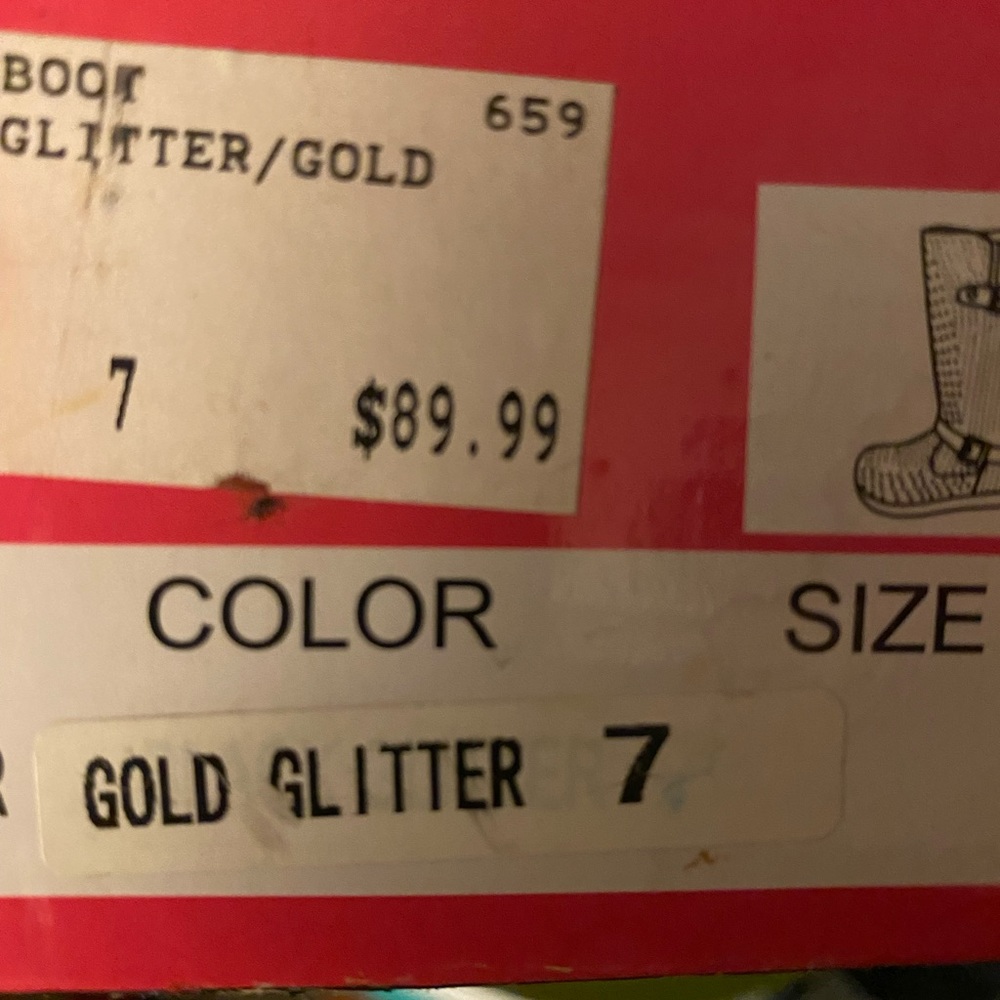 Gold Glitter Rhinestone Boots - Picture 6 of 7